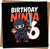 6th Birthday Card Ninja Theme for Boys Kids | 145mm x 145mm Square Greeting Card with Kraft Envelope | Cute Cartoon Ninja Black Design
