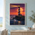 Red-and-white striped lighthouse on a rocky headland beside a large orange moon, with its beam sweeping across the night sky.; frame shown for styling only