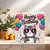 Happy Birthday Cat Card 145mm x 145mm with Kraft Envelope – Cute Kitten Heart Balloons Design, Fun Greeting for Kids, Girls, Boys, Animal Lovers