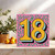 18th Birthday Card – Bold Retro Number Design, Pink and Yellow – 145mm x 145mm Greeting Card with Kraft Envelope – Fun Teen Milestone Card for Him or Her