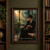 An adult woman sits on a wooden bench beside a bright greenhouse window, holding a violin across her lap beneath the title Last Light at the Conservatory.; frame shown for styling only