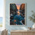 A coral-colored starfish in a blue-green tide pool beneath a peach sunset framed by tall rocky cliffs.; frame shown for styling only