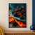 Glossy blackberries, including a red-centered split berry, piled on a turquoise plate above orange cloth.; frame shown for styling only