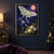 Large pale green long-tailed moth above two smaller moths and white night-blooming flowers, with an orange moon over a dark landscape.; frame shown for styling only