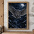 A gray owl with amber eyes flies toward the viewer through snowy pine branches beneath a bright moon.; frame shown for styling only