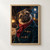 Fawn pug in a deep teal coat with brass toggles and red scarf, posed before a moonlit porthole.; frame shown for styling only