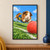 Brown-and-white guinea pig in a blue-and-yellow vest diving toward a coral-red ball on green turf.; frame shown for styling only
