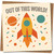 Out of This World Rocket Birthday Card - Fun Space Design, 145mm x 145mm, Children's Galaxy Theme, Includes Kraft Envelope