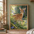 Young deer with a raised foreleg and flowers beside one ear, standing among ferns in a green woodland clearing.; frame shown for styling only