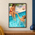 Two women share a citrus wedge at the edge of a turquoise swimming pool.; frame shown for styling only