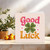 Good Luck Card 145mm x 145mm – Four Leaf Clover & Floral Design – Square Greeting Card for Exams, New Job, Farewell – Blank Inside with Kraft Envelope