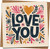 Love You Greeting Card, 145mm x 145mm Square, Floral Heart Design, Blank Inside, Romantic Anniversary Birthday Valentines Card for Him Her, Kraft Envelope Included
