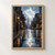 Rain-wet avenue reflecting bright cloud light and amber windows beneath a distant tower.; frame shown for styling only