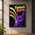 Purple hand making a rock-horns gesture against a dark indigo field, with lime and coral arcs and distressed Feedback Bloom lettering.; frame shown for styling only