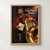 Adult musician in a rust-red jacket seated beside a polished brass tuba, holding sheet music against plum-indigo shadows.; frame shown for styling only