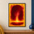 Abstract garnet-red arch and lower pool against saffron, divided by a glowing amber-gold opening.; frame shown for styling only