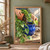 Hands transfer a trailing variegated pothos from a terracotta pot into a large cobalt-blue planter as soil falls between them.; frame shown for styling only