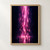 Vertical pink and magenta light filaments glowing against a dark indigo field and reflecting on a glossy-looking surface.; frame shown for styling only