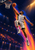Adult basketball player in a white uniform rises toward the hoop with the ball in one hand as an orange-magenta trail arcs behind.