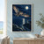 Large horned owl gliding over a dark coastal headland and moonlit sea, with a full moon and illuminated lighthouse.; frame shown for styling only