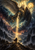 A skeletal winged figure with a crown-like headpiece holds a glowing orb above a cloaked traveler in a stormy valley.