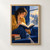 Young woman in a mustard cardigan reading an open book as a white paper bird flies toward a bright rainy window.; frame shown for styling only