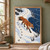 Russet red fox walking along a curved snowy bank beside a cracked indigo pool, with pawprints trailing behind and angular reeds at the water's edge.; frame shown for styling only
