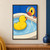 Yellow rubber duck in an ivory basin facing a coral-rimmed magnifying mirror that shows an enlarged eye and beak, against a cobalt-blue tiled wall.; frame shown for styling only