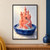 Coral-colored miniature castle with carved stairs in a cobalt dish surrounded by turquoise liquid and soap bubbles.; frame shown for styling only