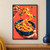A wooden fork lifts a glossy ribbon of tagliatelle above a deep blue bowl, with basil leaves and tomato-sauce droplets against coral.; frame shown for styling only