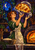 Apron-wearing baker witch raising both hands beneath a glowing braided loaf in a jewel-toned kitchen with an oven and dough bowl.