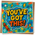 You've Got This Motivational Good Luck Card - Bold Comic Design, 145mm x 145mm Square, Includes Kraft Envelope