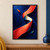Coral-red folded ribbon form with a warm white inner surface against a deep-blue field.; frame shown for styling only