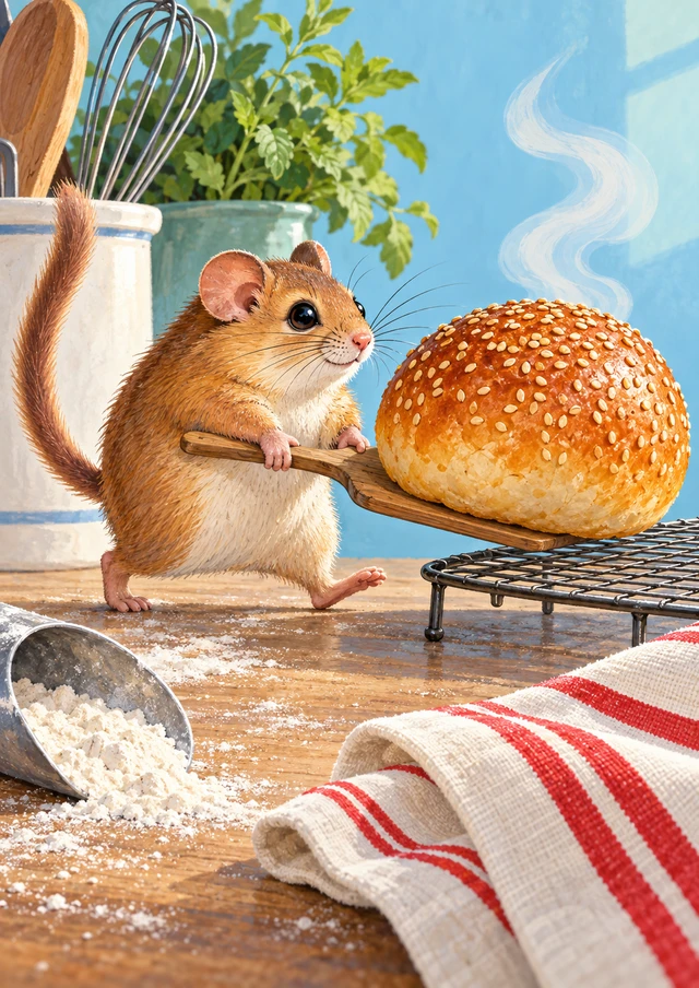 Dormouse Baker Poster - Sesame Bun Kitchen Art
