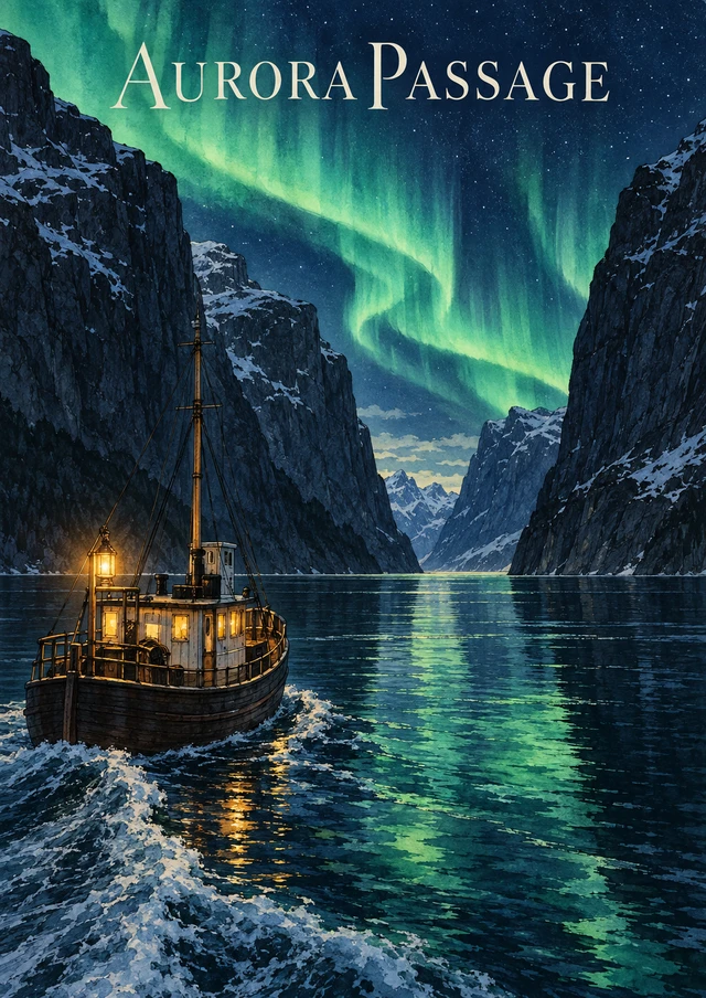 Norway Fjord Poster - Aurora Passage and Northern Lights