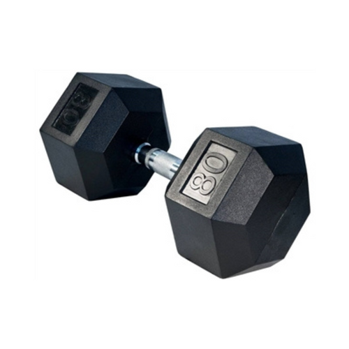 80LB Rubber Hex Dumbbell