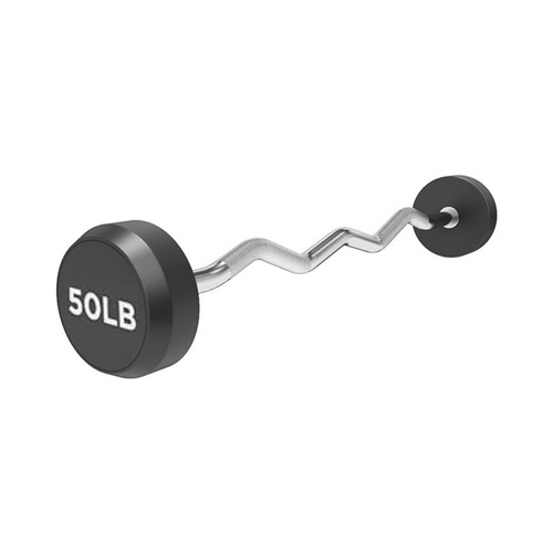 50LB Rubber Fixed Curl Barbell