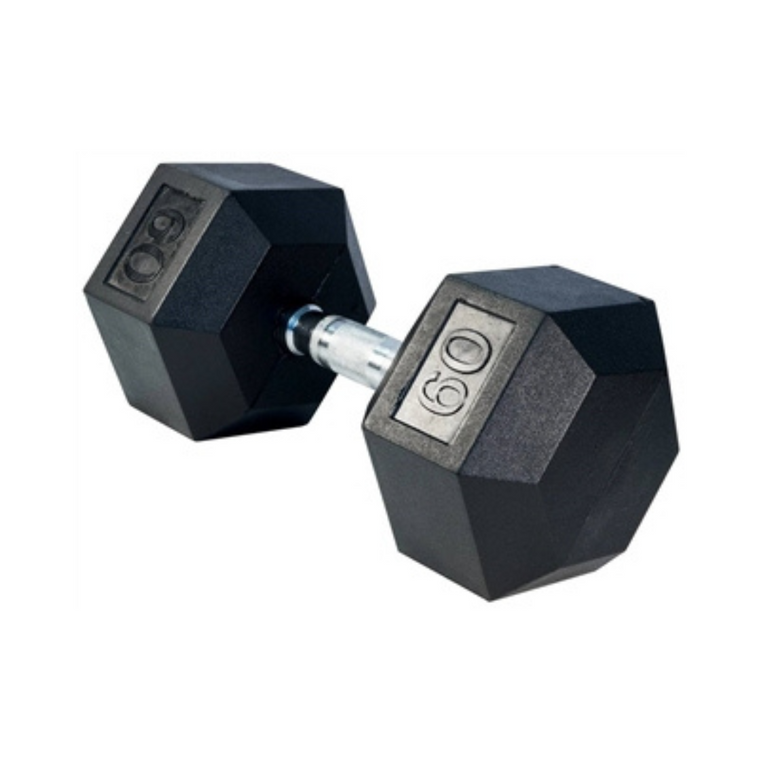 60LB Rubber Hex Dumbbell