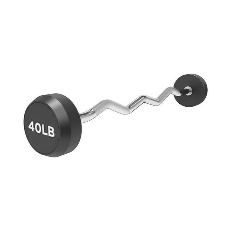 40LB Rubber Fixed Curl Barbell