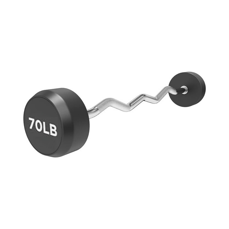 70LB Rubber Fixed Curl Barbell