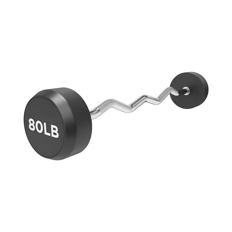 80LB Rubber Fixed Curl Barbell