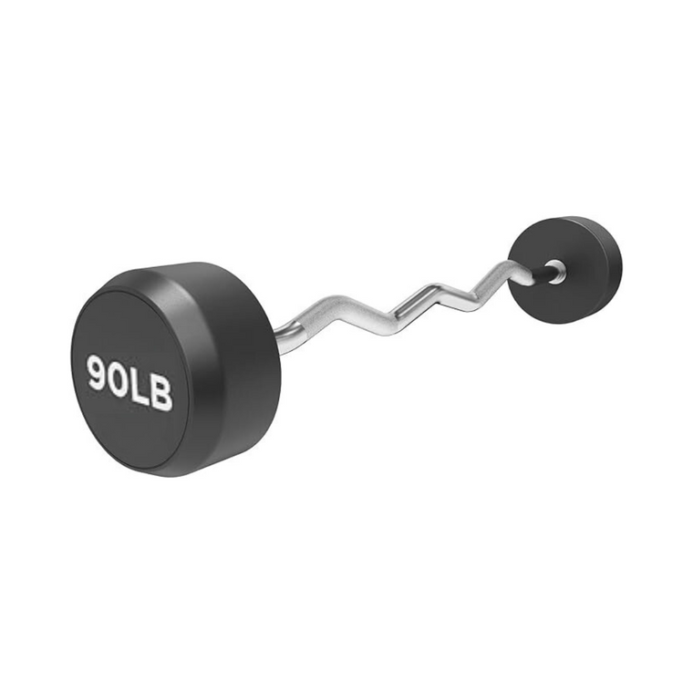 90LB Rubber Fixed Curl Barbell