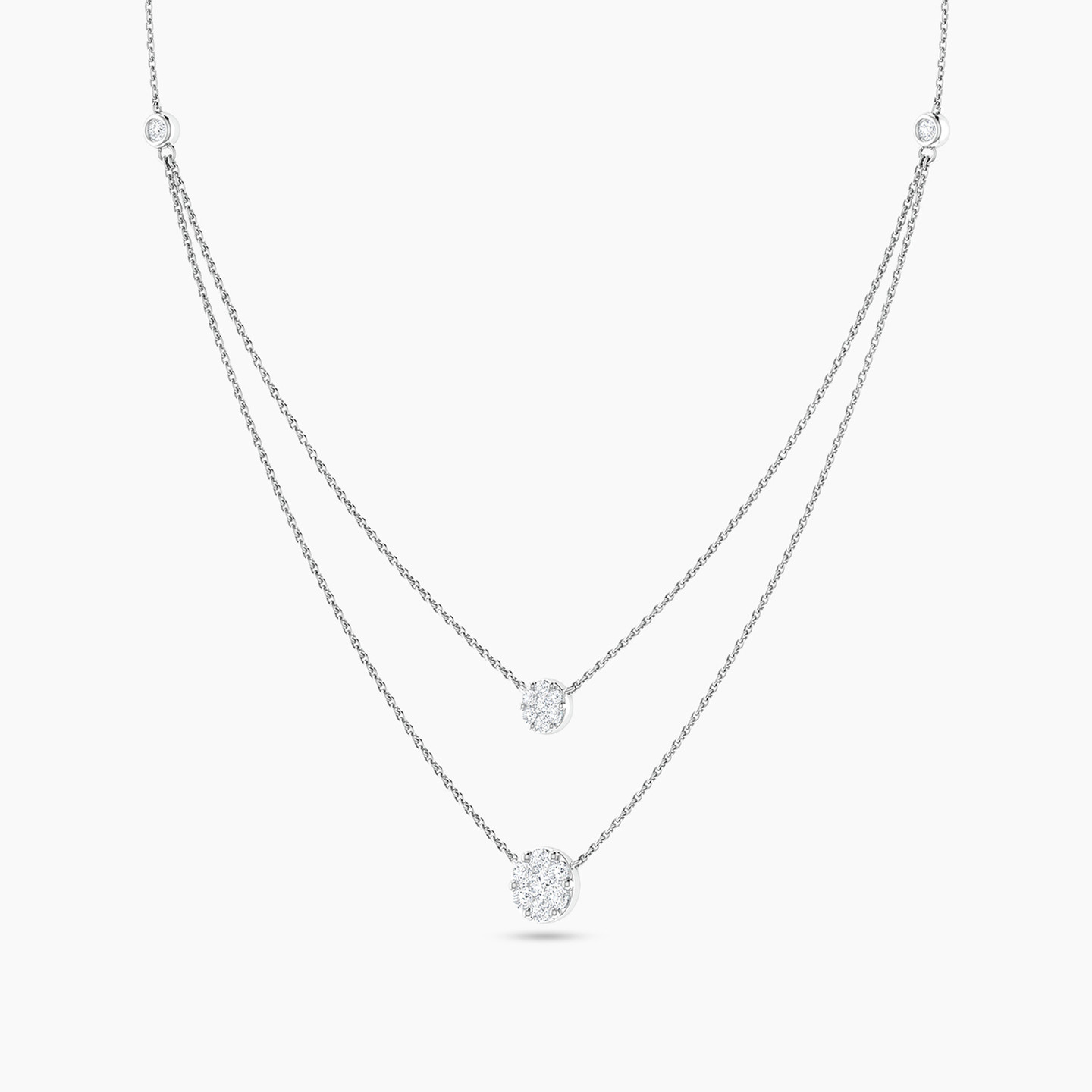 Circle Diamond Layered Necklace in 18K Gold - 3 Circle Diamond Layered Necklace in 18K Gold - 3