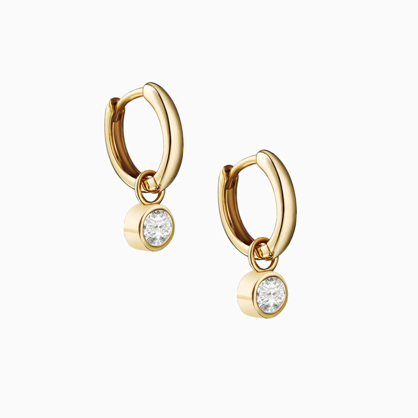 Circle Cubic Zirconia Gold Plated Drop Earrings Circle Cubic Zirconia Gold Plated Drop Earrings