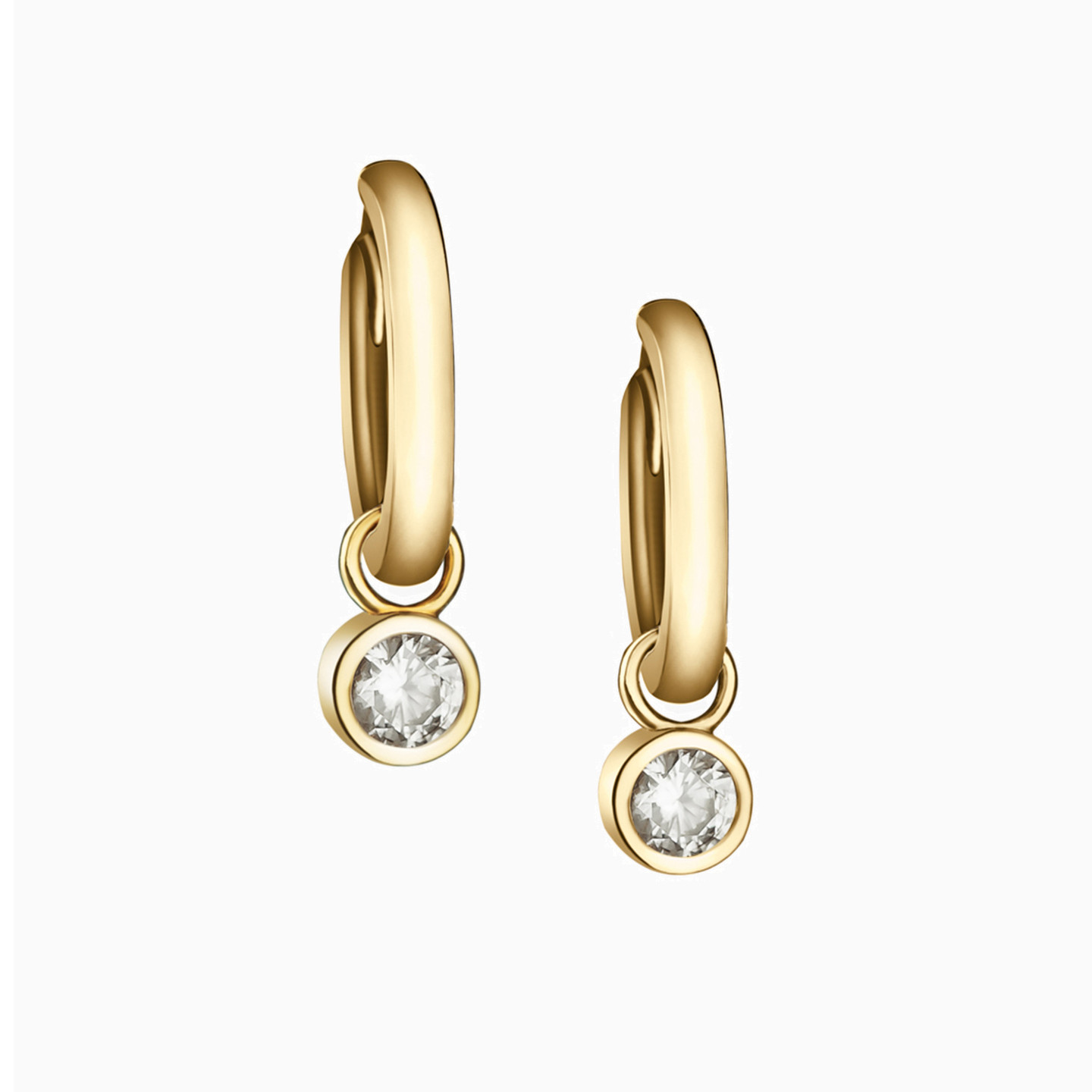 Circle Cubic Zirconia Gold Plated Drop Earrings - 2 Circle Cubic Zirconia Gold Plated Drop Earrings - 2
