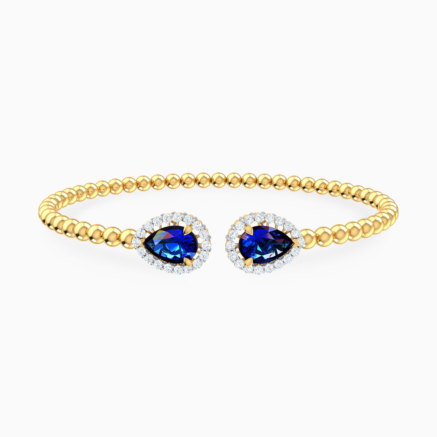 Pear Blue Stone Bangle Bracelet in 18K Gold Pear Blue Stone Bangle Bracelet in 18K Gold