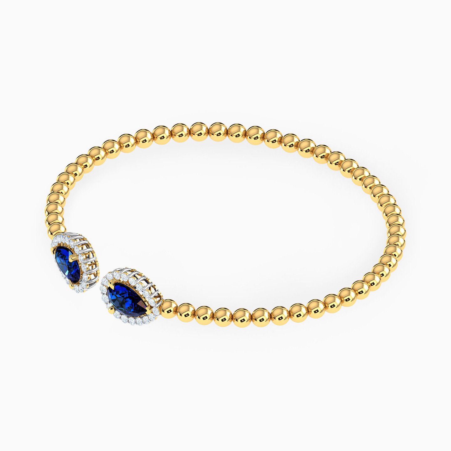 Pear Blue Stone Bangle Bracelet in 18K Gold - 2 Pear Blue Stone Bangle Bracelet in 18K Gold - 2