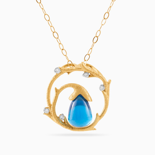 LIN815 - 18K Gold Colored Stones Pendant Necklace - 121403340002-1.jpg