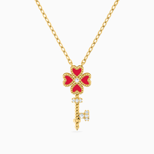 LIN198 - Key Red Stone Necklace in 18K Gold - 111405130210-1.jpg LIN198 - Key Red Stone Necklace in 18K Gold - 111405130210-1.jpg