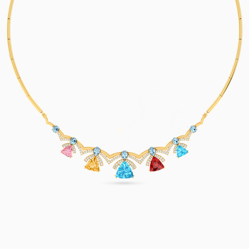 LIN680 - Triangle Colored Stones Chain Necklace in 18K Gold - 111404180093-1.jpg LIN680 - Triangle Colored Stones Chain Necklace in 18K Gold - 111404180093-1.jpg